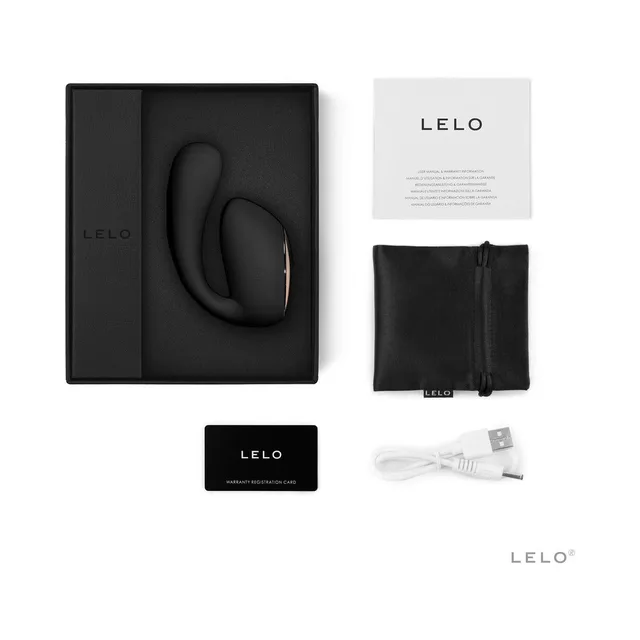 Black LELO IDA Wave set with box pouch card and USB cable
