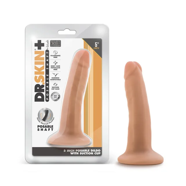 Dr. Skin Plus Realistic beige 5-inch dildo beside retail package