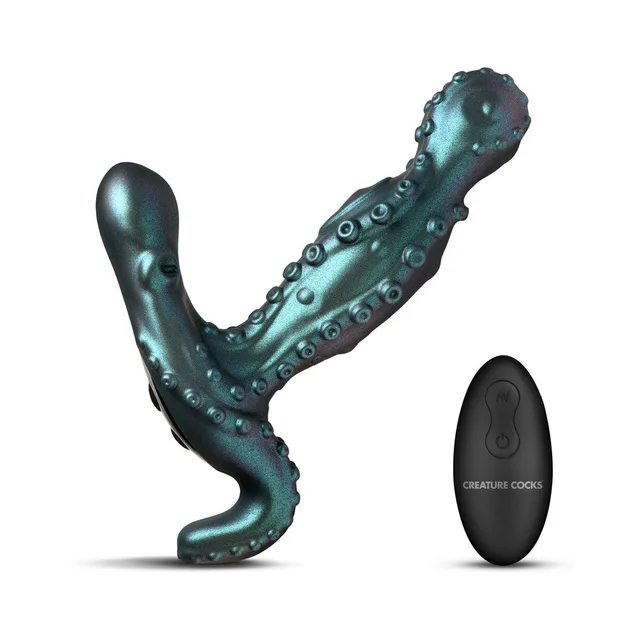 Upright Creature Cocks Octoprobe with black oval remote
