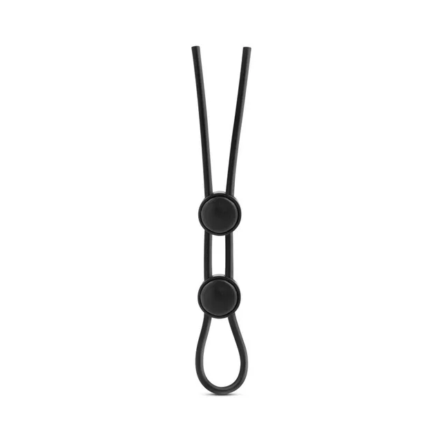 Black Double-Loop Silicone Ring with two round sliders