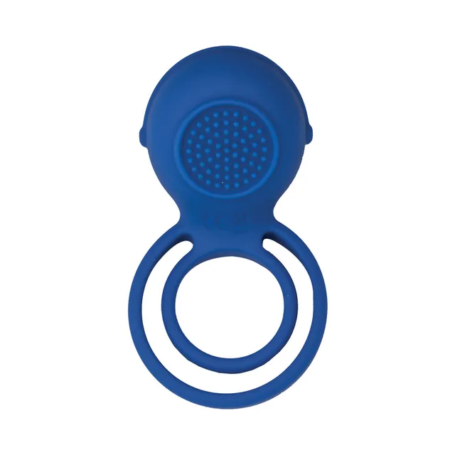 Front view of blue Cockpower ring with nubbed circular motor pad
