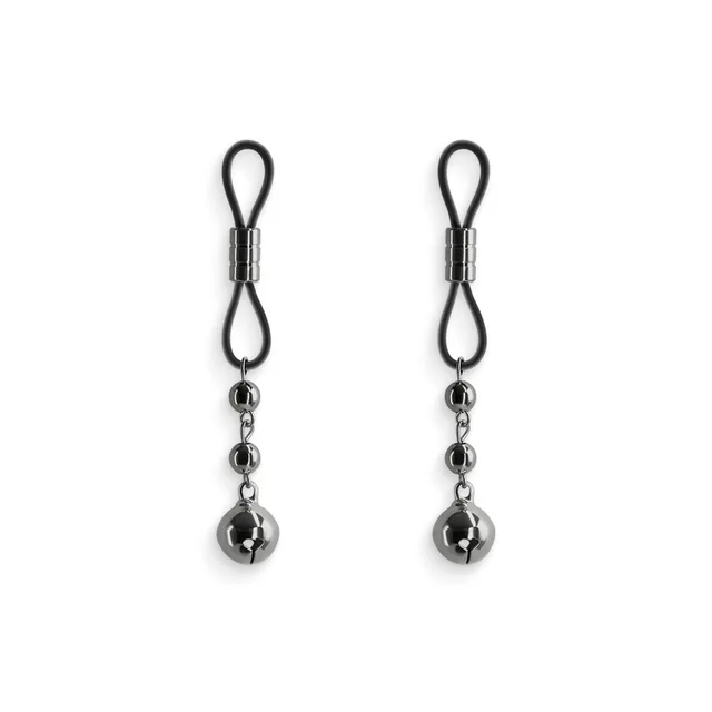 NS Novelties Bound D1 gunmetal loop nipple clamps paired loop clamps with double ball drops