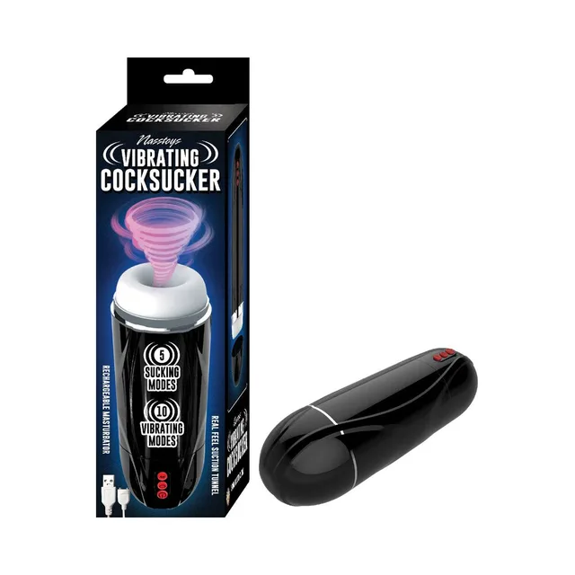 Nasstoys black vibrating cocksucker beside retail box