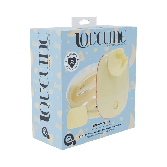 Shots LoveLine Dreamsicle yellow vibrator with two heads and case