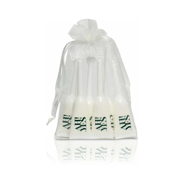 six AH YES COCO plant-oil applicators in white drawstring pouch