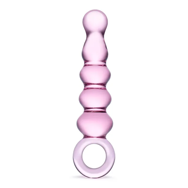 Glas Quintessence Pink Glass Slider upright pink beaded slider with ring handle