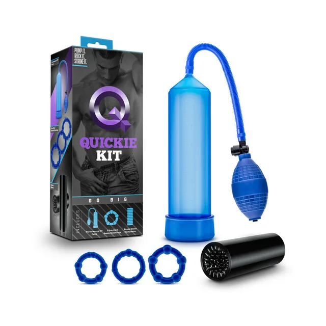 Blush Quickie Kit Go Big blue set beside black Quickie Kit retail box