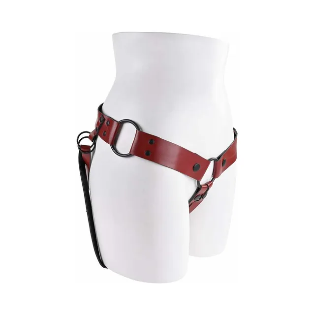 Front view of red and black Saffron Monte harness