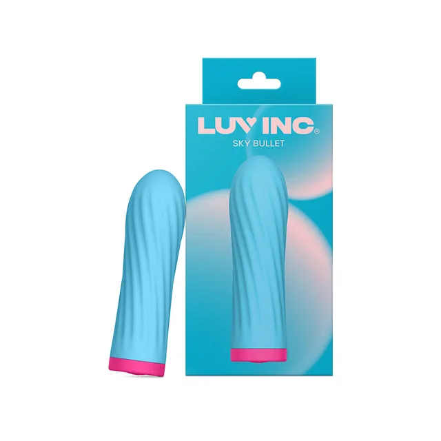 Blue Luv Inc SK27 Sky Bullet with twisted ribs displayed beside teal package