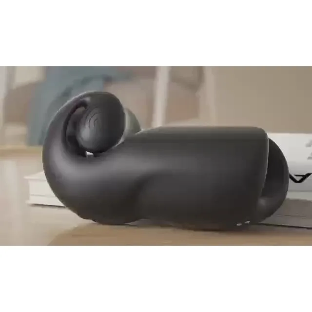 side view of navy SVibe Snail Evo with rounded body and spiral opening