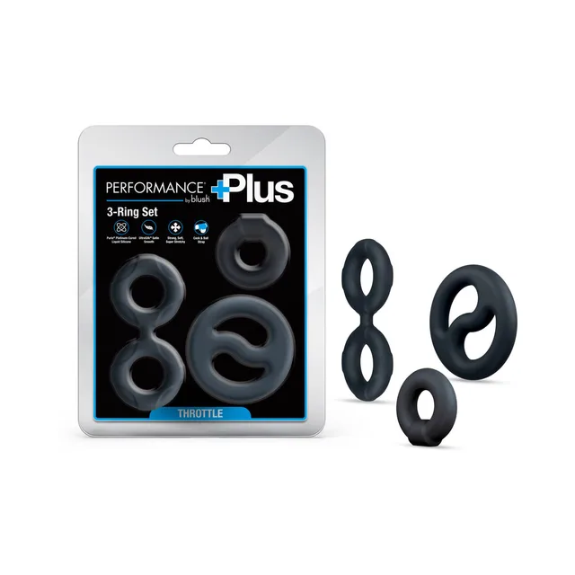 Performance Plus Throttle black three-ring set beside package
