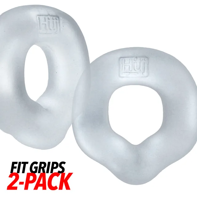 Oxballs Hunkyjunk Fit Grips Clear two-pack front view of both rounded-square rings