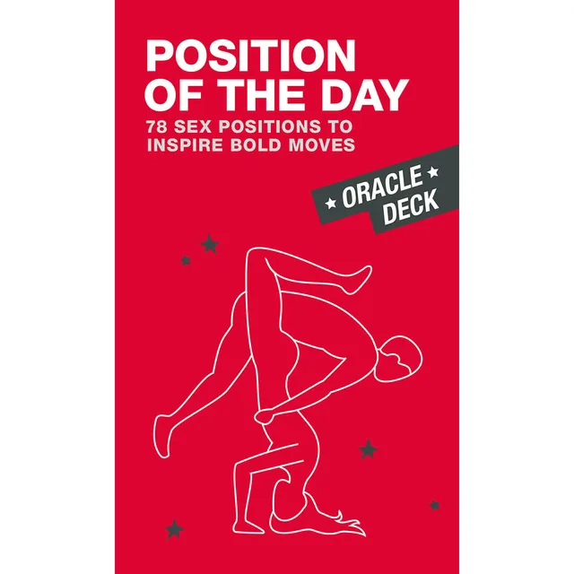 Red Position of the Day Oracle Deck box with white line-art figures