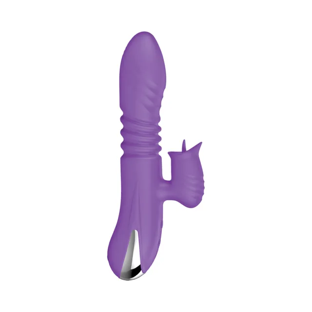 Front view of purple Intruder Thruster with ridged shaft