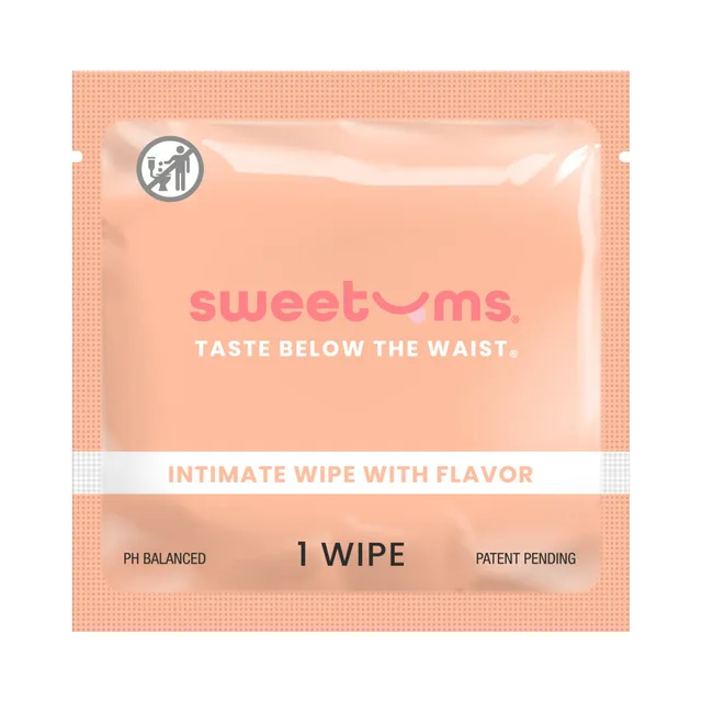 Sweetums Mango intimate wipes single mango packet front view