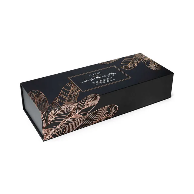 Closed Je Joue Naughty Collection black feather-pattern gift box