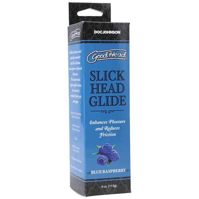 GoodHead Blue Raspberry Glide tube inside matching blue box