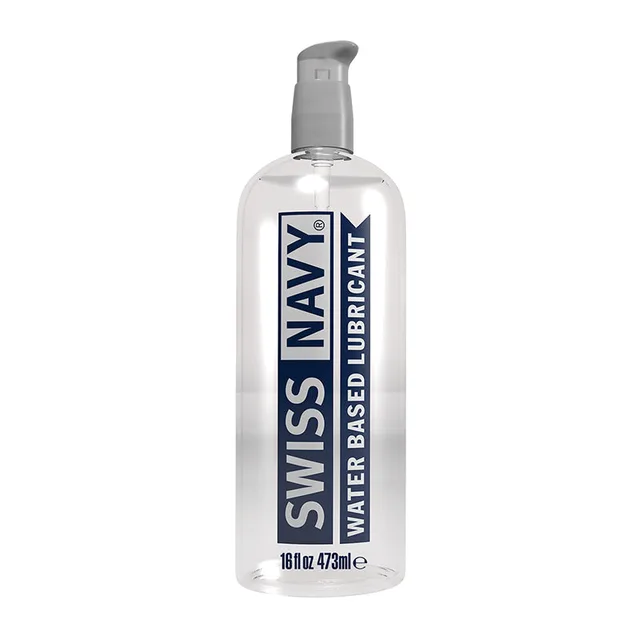 Swiss Navy sixteen-ounce water-based lubricant wide pump bottle