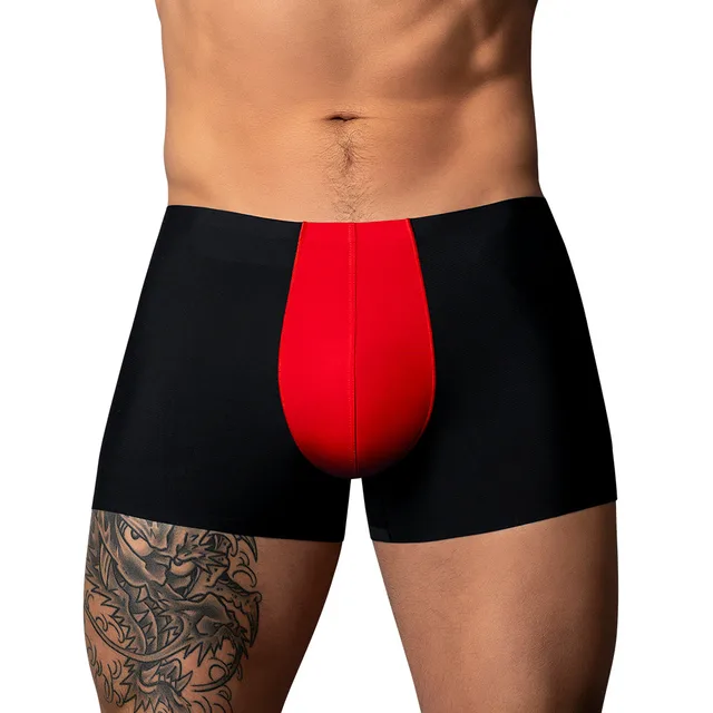 Male Power Hot Mesh size L black and red pouch short front view worn by model