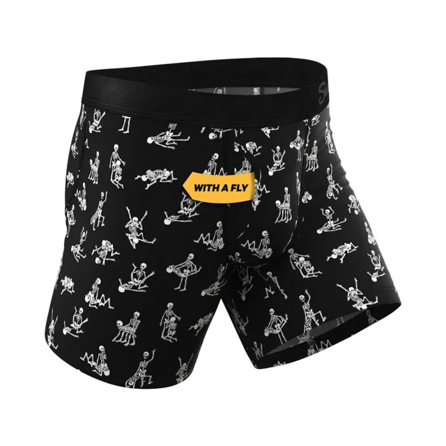 Angled front of size 2XL Bare Back Bones underwear with fly label