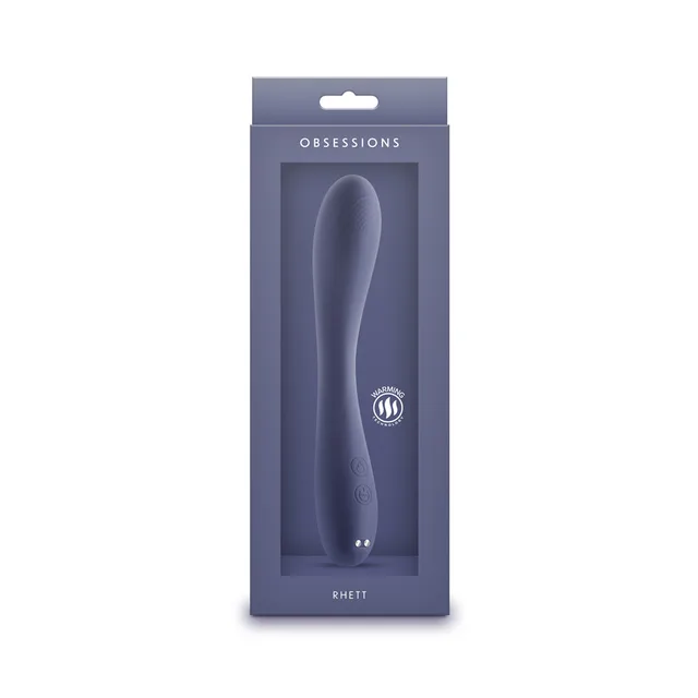 dark-blue Obsessions Rhett tapered vibrator in matching box