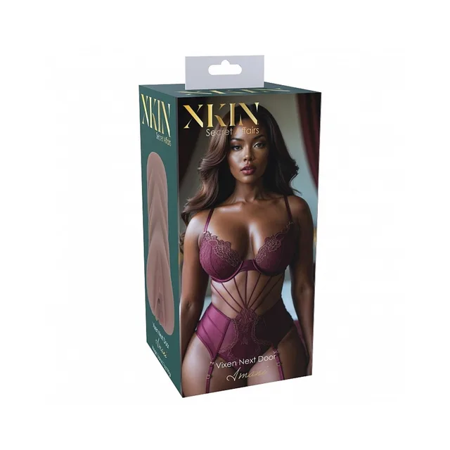 Xkin Imani brown stroker box with plum lingerie artwork