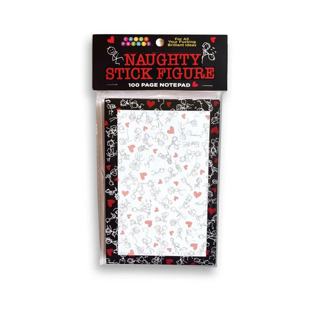 Naughty Stick Figure 100-page notepad in black package