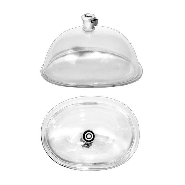 LA Pump Small Clear Chamber clear oval dome shown from side and underside