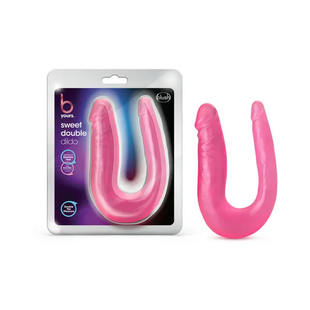 Pink B Yours Sweet Double Dildo beside retail package