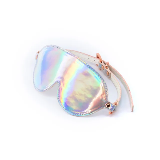 Holographic eye mask with two rose-gold adjustable straps