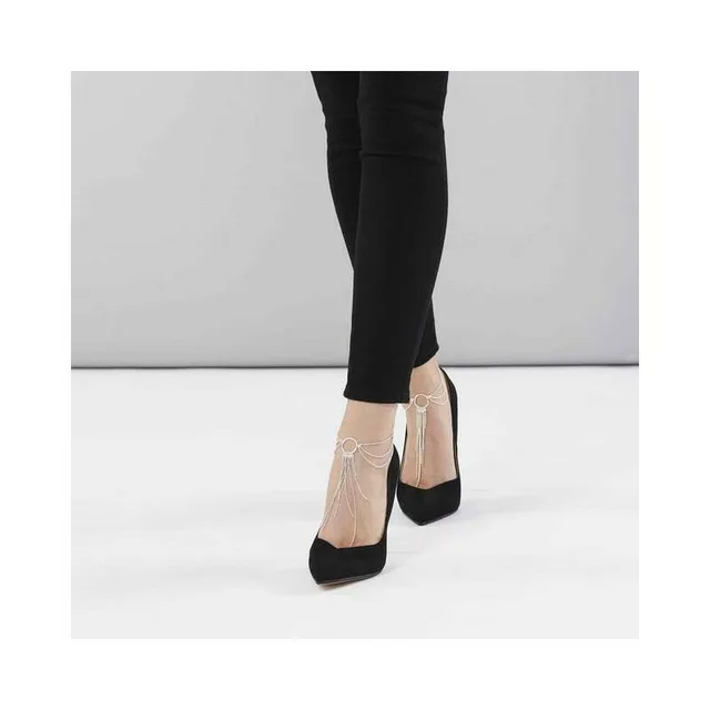 silver-tone Magnifique foot chain with ankle strap instep chain and toe loop