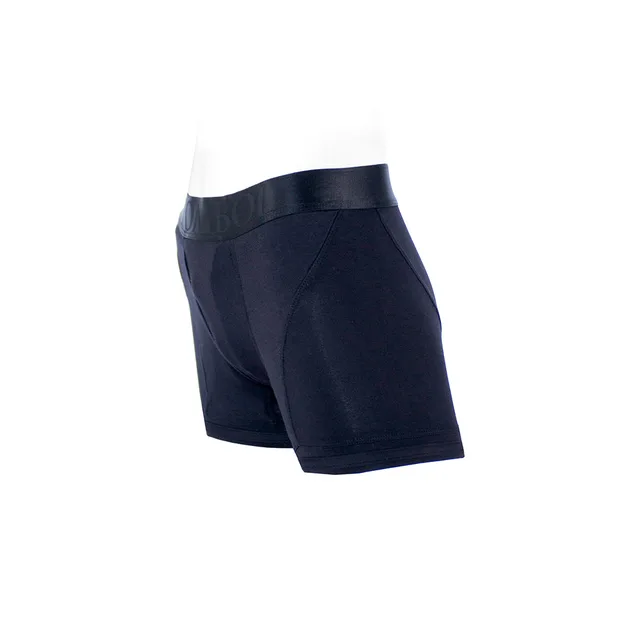 SpareParts Tomboii black rayon boxer size XS rear three-quarter view of extended legs