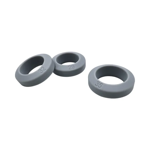 Angled group of thick gray rings marked 29, 32 and 35