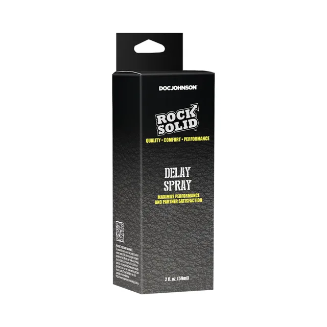Rock Solid Delay Spray 2 oz tall black retail carton