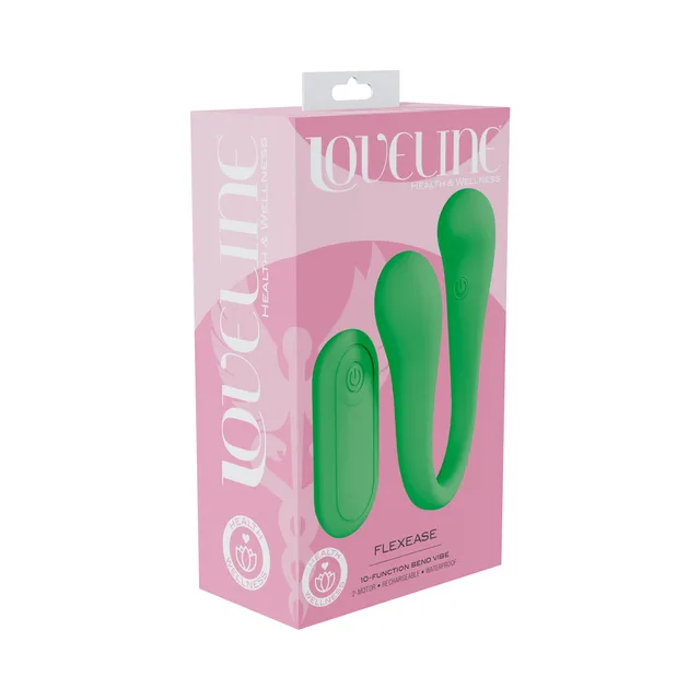 Shots LoveLine FlexEase green dual-ended vibrator retail box