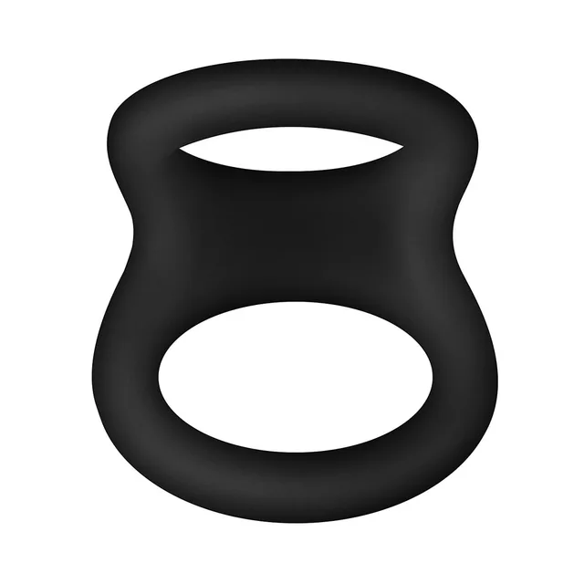 Front view of medium black silicone D-ring with two openings
