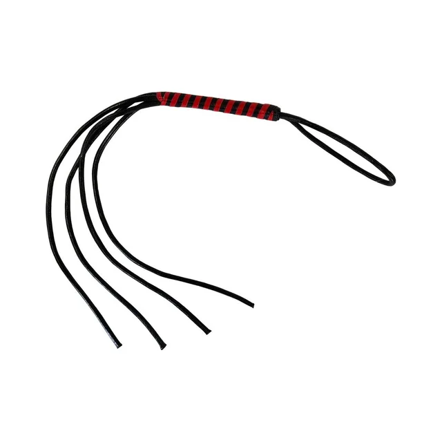Prowler RED four-tail black flogger with red-wrapped handle