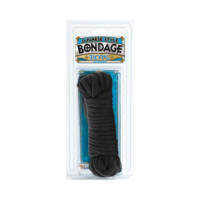Doc Johnson black cotton bondage rope in clear blister pack