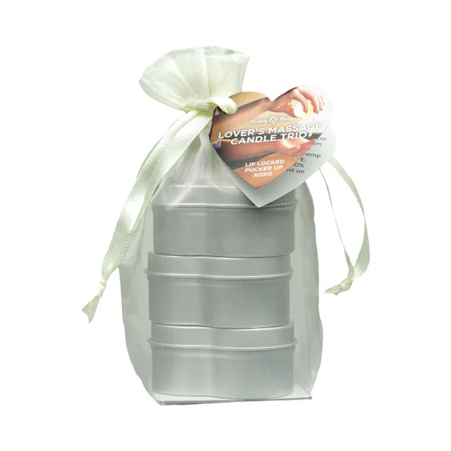 Earthly Body Valentine candle tins stacked in sheer gift bag