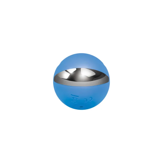 Rounded chrome base of Evolved Blue Crush vibrator