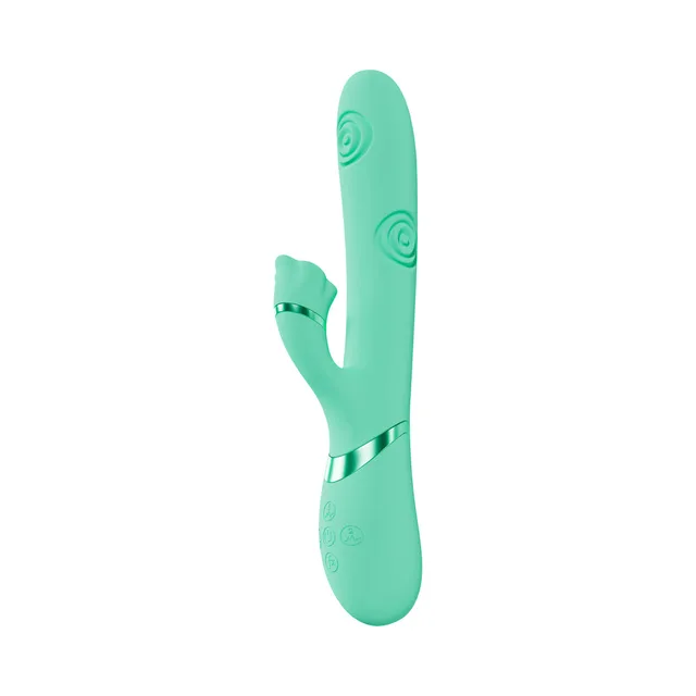 Side profile of VIVE Fiore green curved vibrator