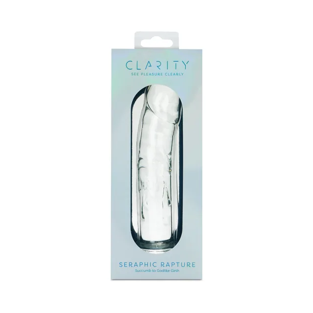Clarity Seraphic Rapture clear textured glass dildo in pale box