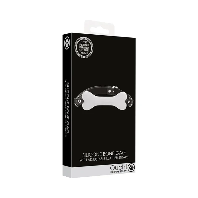 Shots Ouch white silicone bone gag retail box front