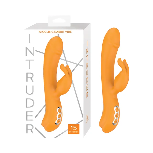 Orange Intruder rabbit vibrator beside white retail box