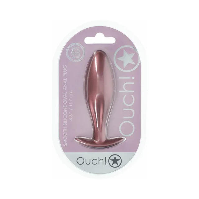 Shots Ouch rose-gold oval silicone plug plug sealed in pink oval blister pack