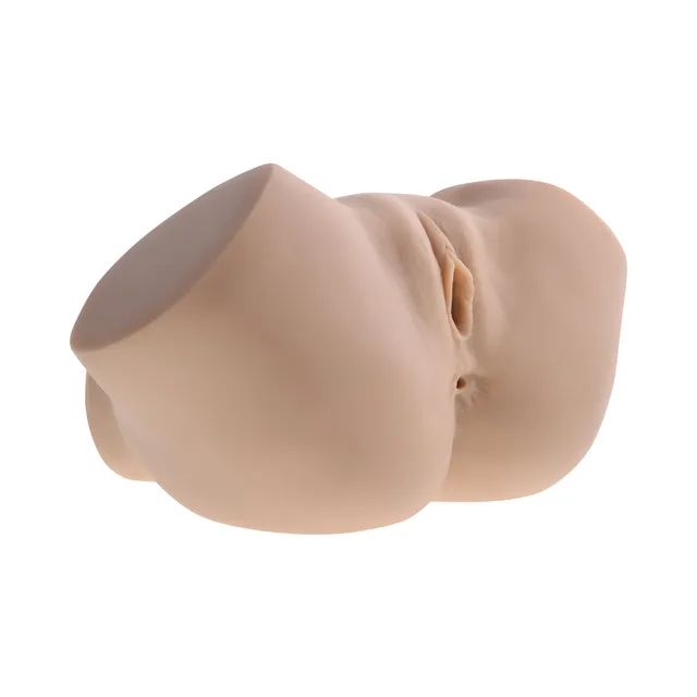 Beige Sasha Grey torso-style stroker viewed from front-right