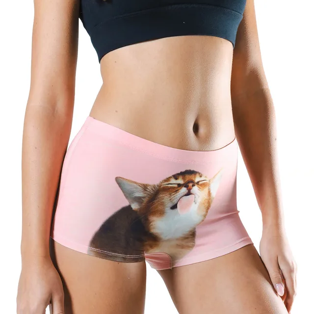 Shinesty The Right Meow light-pink cat boyshort size 2XL angled front view worn with graphic across the legs