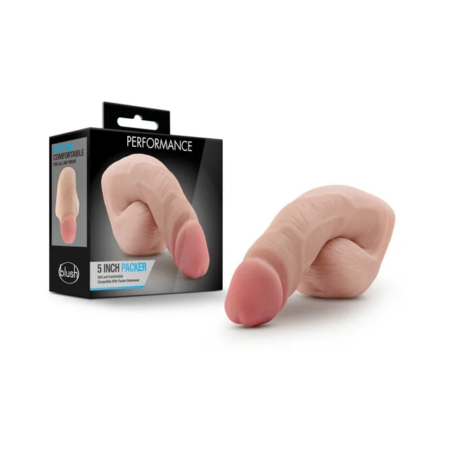 Blush Performance beige 5-inch packer beside black retail box