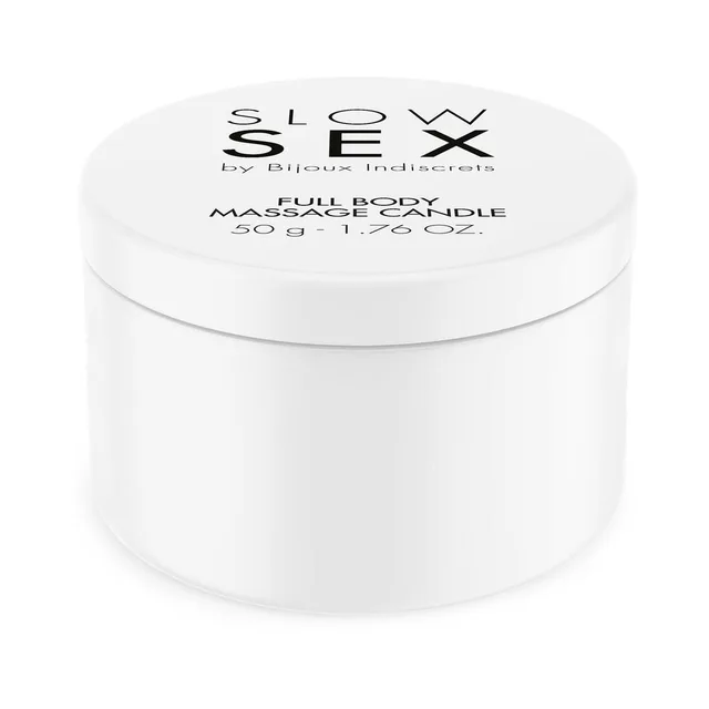 Slow Sex Full Body Massage Candle 1.76 oz closed round white tin