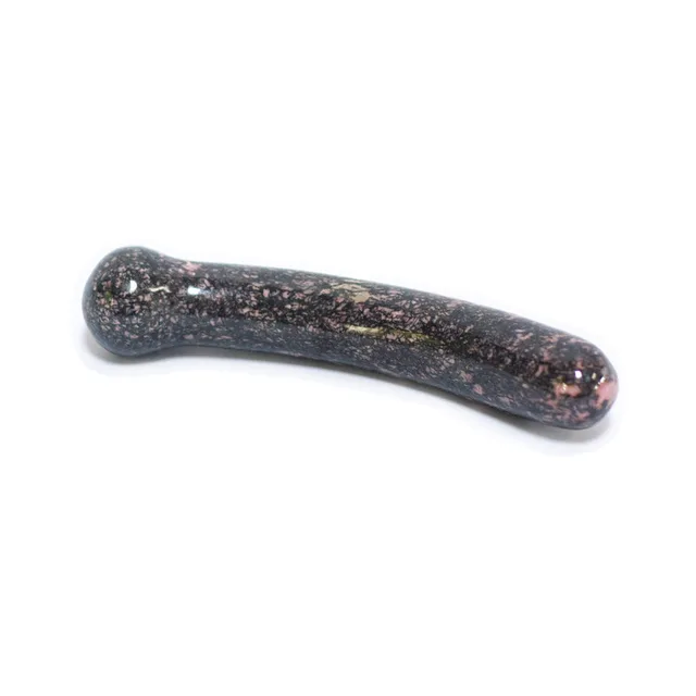 Dark mineral side of Anahata Curve rhodonite wand